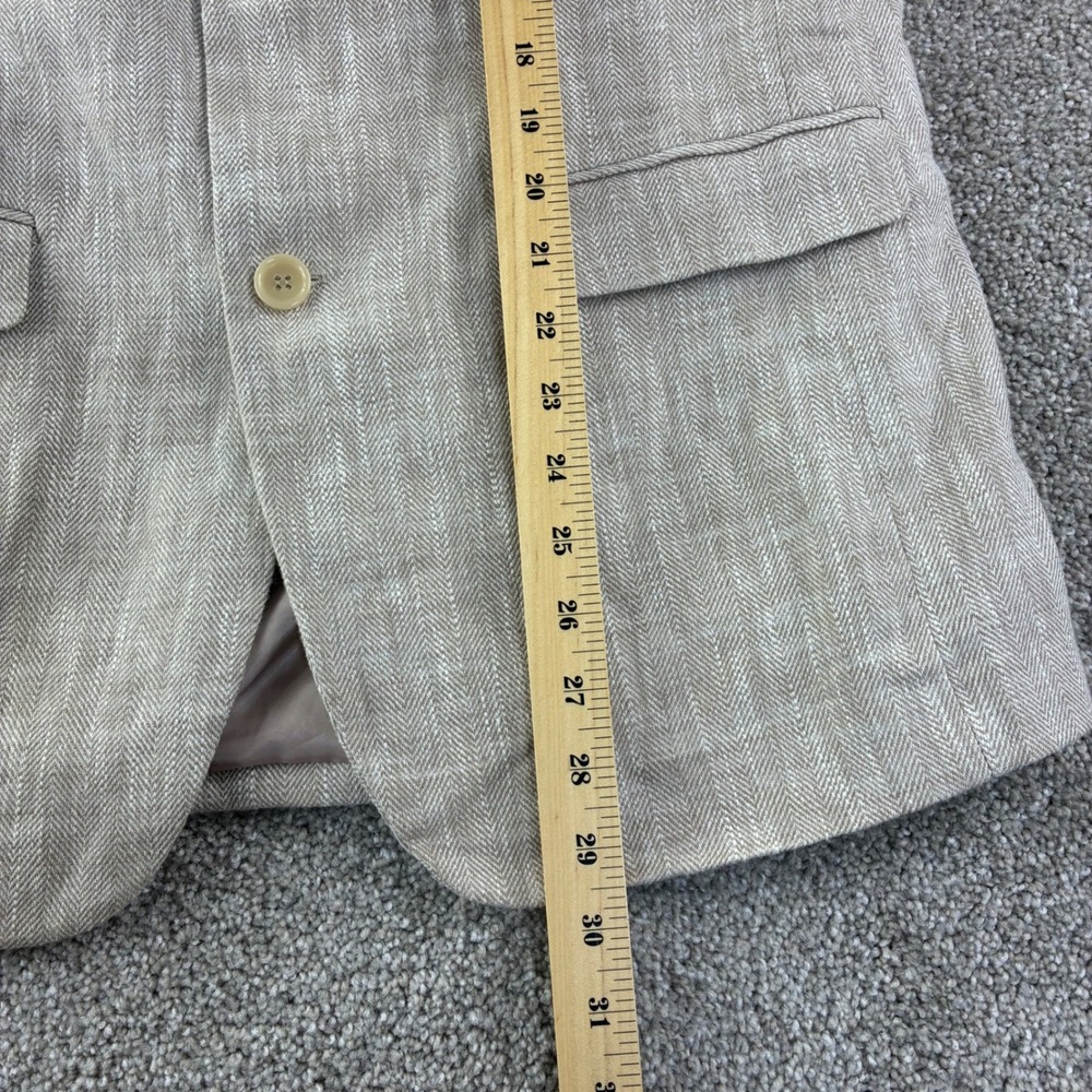 Paul Jones Blazer Mens M Beige Herringbone Linen Sport Coat Sophisticated Travel - Picture 8 of 11